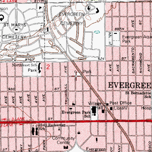 Topographic Map of Mini Park, IL