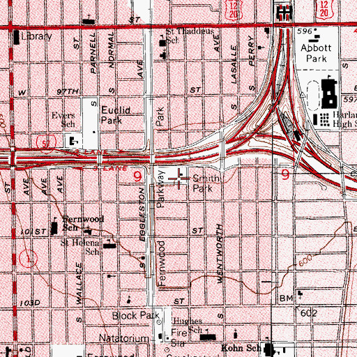 Topographic Map of Smith Park, IL