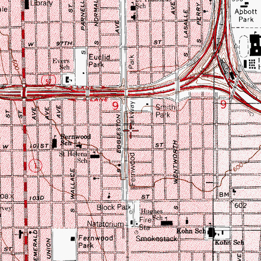Topographic Map of Fernwood Parkway Park, IL