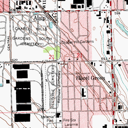 Topographic Map of Hazel Green Cemetery, IL