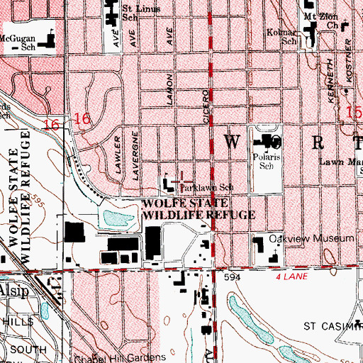 Topographic Map of Park Lawn School, IL