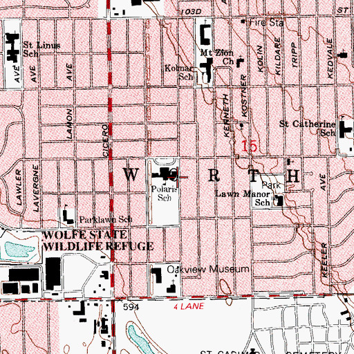 Topographic Map of Polaris School for Individual Education, IL