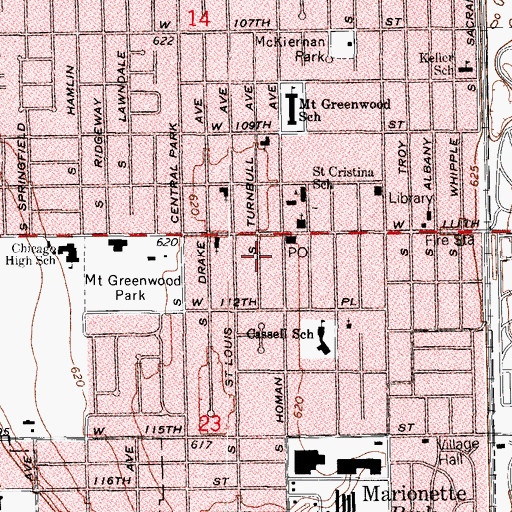 Topographic Map of Chicago High School for Agricultural Sciences, IL