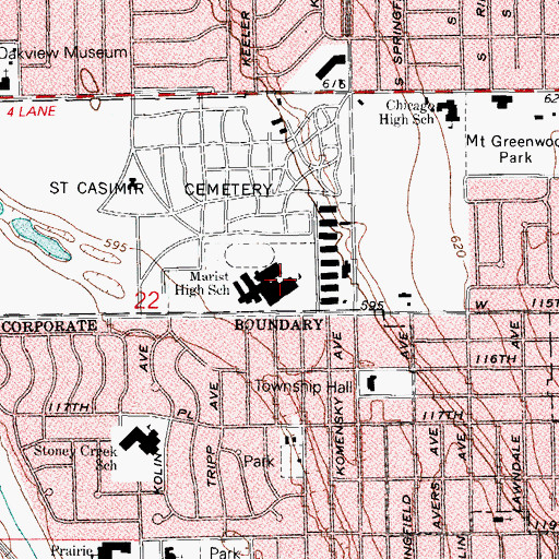 Topographic Map of Marist High School, IL