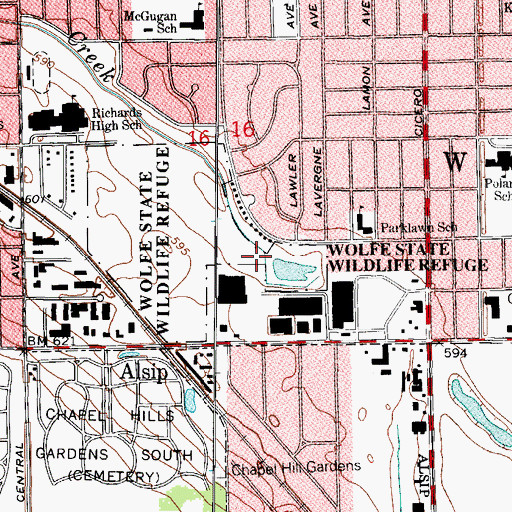 Topographic Map of Wolfe Wildlife Refuge, IL
