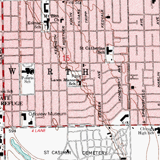 Topographic Map of Lawn Manor Park, IL