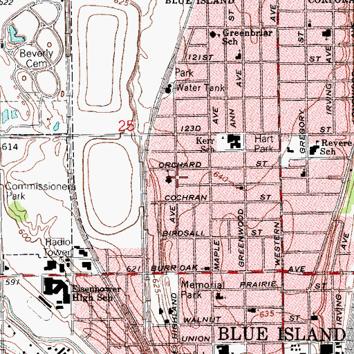 Topographic Map of Greenwood School, IL