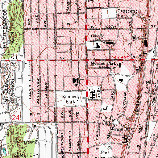 Topographic Map of Saint Cajetan School, IL