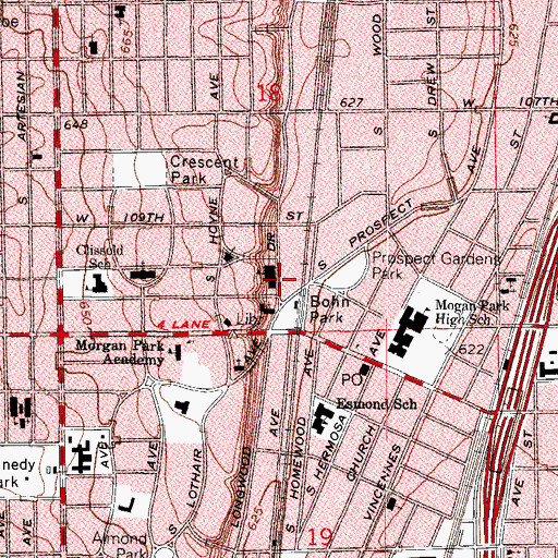 Topographic Map of Council Oak Montessori School, IL