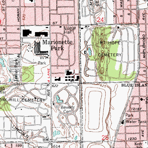 Topographic Map of Meadow Lane School, IL
