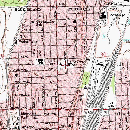 Topographic Map of Hart Park, IL