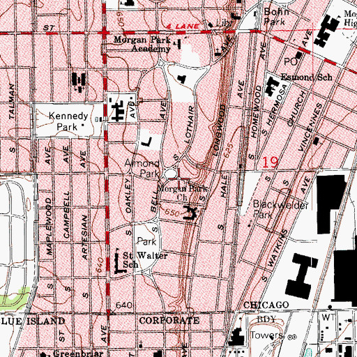 Topographic Map of Almond Park, IL