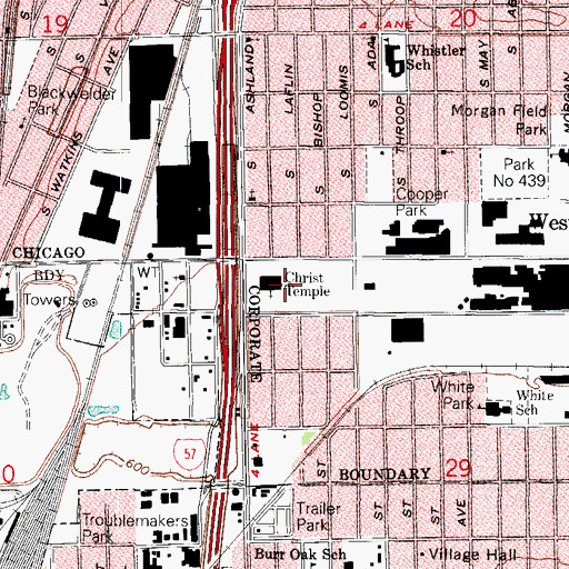 Topographic Map of Christ Universal Temple, IL