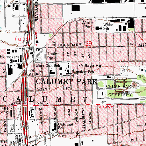 Topographic Map of Seven Holy Founders School, IL