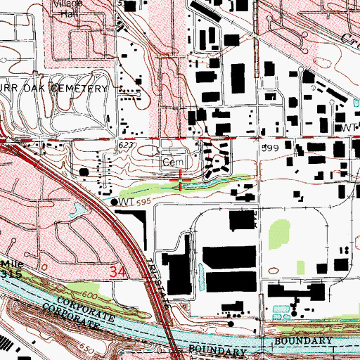 Topographic Map of First Evangelical Lutheran Cemetery, IL