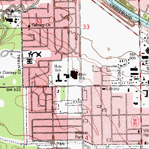 Topographic Map of Hale Middle School, IL
