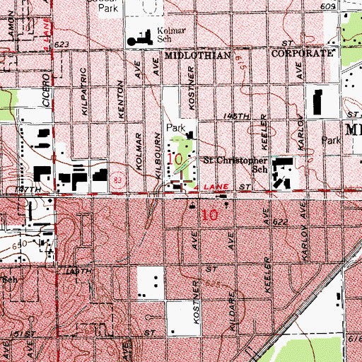Topographic Map of Bremen Heights Park, IL