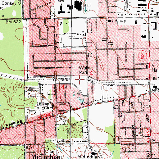 Topographic Map of Walker Park, IL