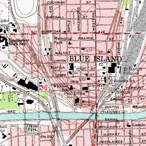 Topographic Map of Salem Evangelical Lutheran School, IL