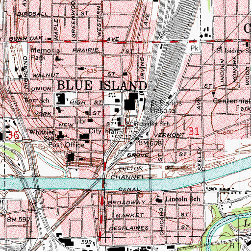 Topographic Map of Saint Benedict School, IL