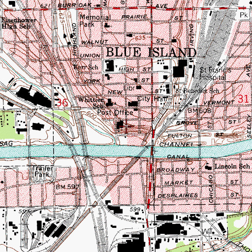 Topographic Map of First Lutheran School, IL