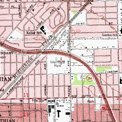 Topographic Map of Memorial Park, IL