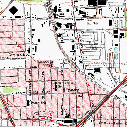 Topographic Map of Memorial Park, IL