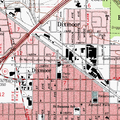 Topographic Map of Doctor Martin Luther King School, IL
