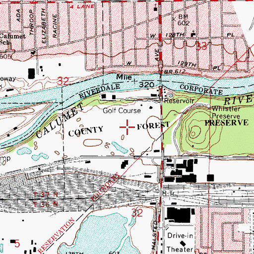 Topographic Map of Joe Louis 'The Champ' Golf Course, IL