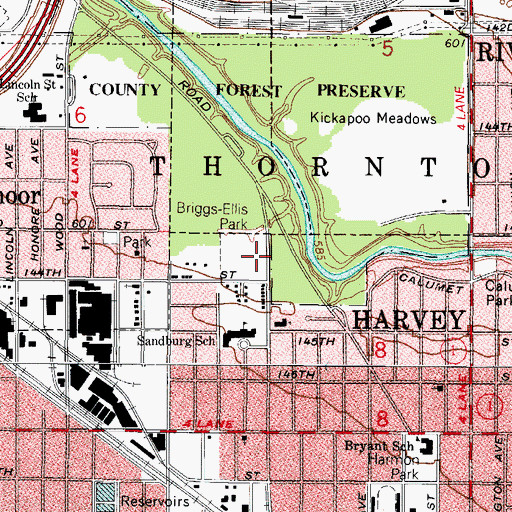 Topographic Map of Briggs-Ellis Park, IL