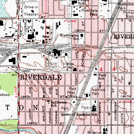 Topographic Map of Prairie Park, IL