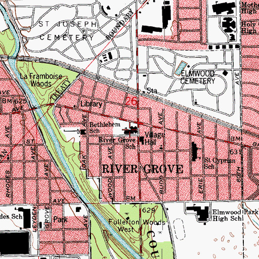 Topographic Map of River Grove Elementary School, IL