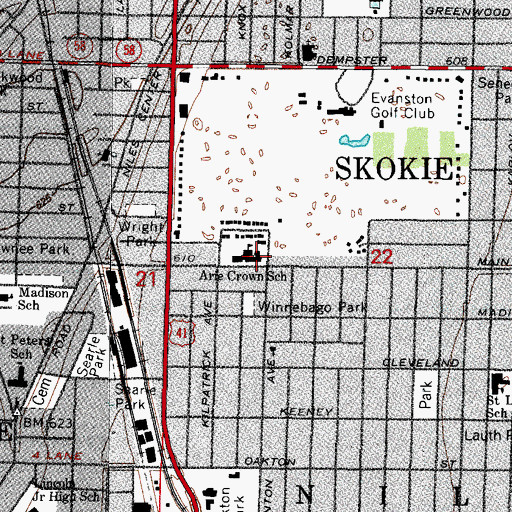 Topographic Map of Arie Crown Hebrew Day School, IL