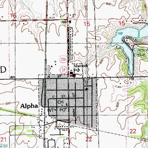 Topographic Map of Alwood School, IL