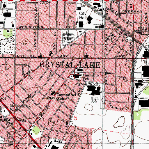 Topographic Map of Husmann Elementary School, IL