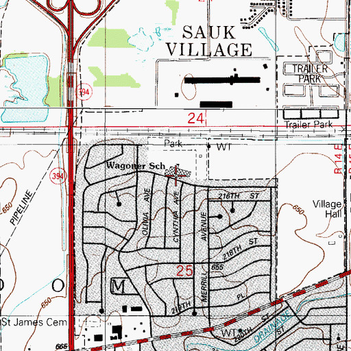 Topographic Map of Wagoner Elementary School, IL