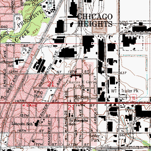 Topographic Map of Doctor Charles E Gavin Elementary School, IL