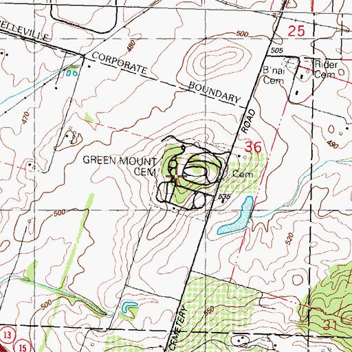 Topographic Map of Green Mount Non-Sectarian Cemetery, IL