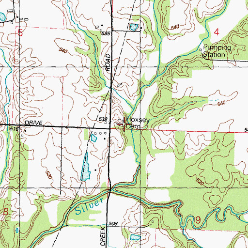 Topographic Map of Hoxsey Family Cemetery, IL