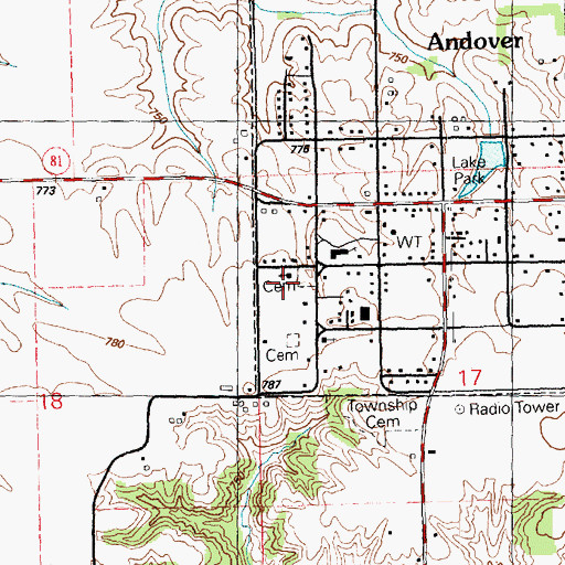 Topographic Map of Jenny Lind Chapel, IL
