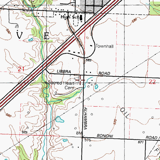 Topographic Map of Sacred Heart Cemetery, IL