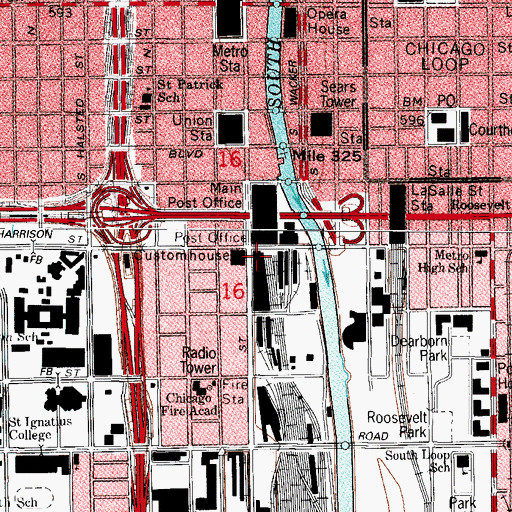 Topographic Map of Cardiss Collins Post Office, IL