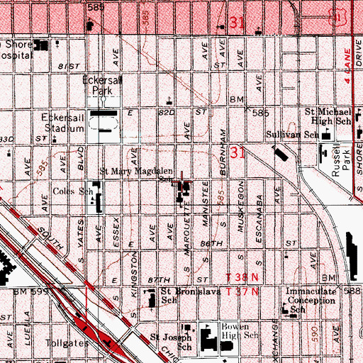 Topographic Map of Saint Mary Magdalen School, IL