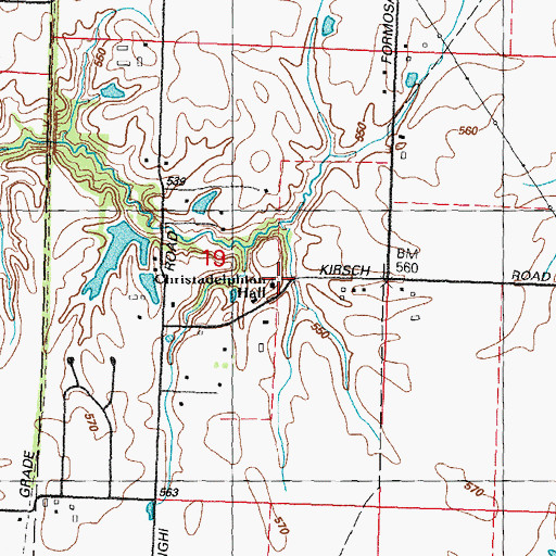 Topographic Map of Christadelphian Hall, IL