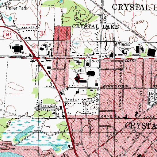 Topographic Map of North Elementary School, IL