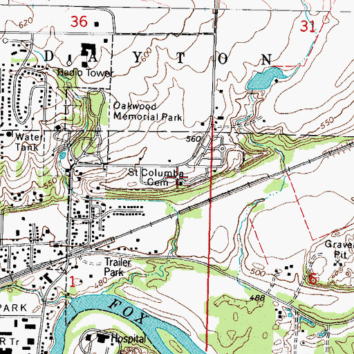 Topographic Map of Saint Columba Cemetery, IL