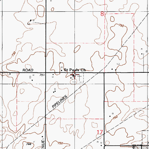 Topographic Map of Saint Paul's Lutheran Church, IL