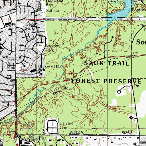 Topographic Map of Sauk Trail Forest Preserve, IL