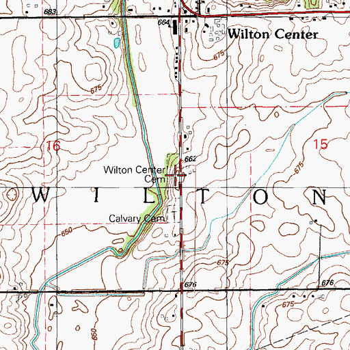 Topographic Map of Wilton Center Cemetery, IL
