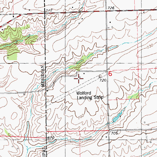 Topographic Map of Wolford's Airport, IL